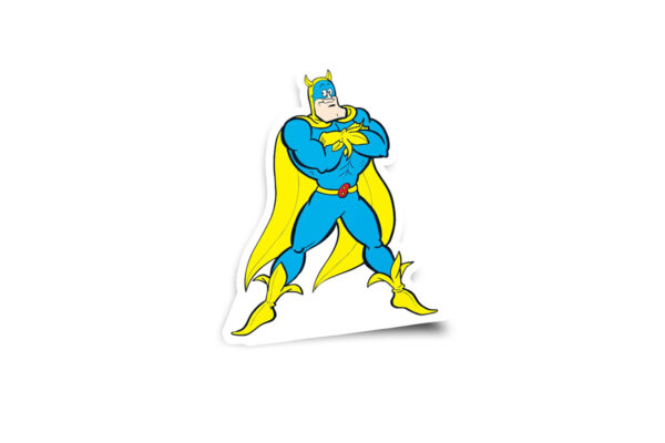 Bananaman Retro Cartoon Character Glossy Sticker