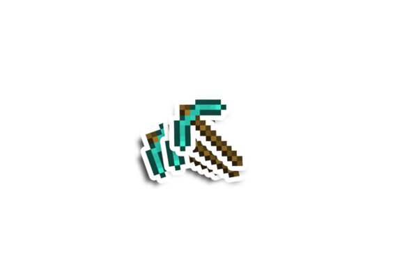 Minecraft Diamond Pickaxe Glossy Sticker - Image 2