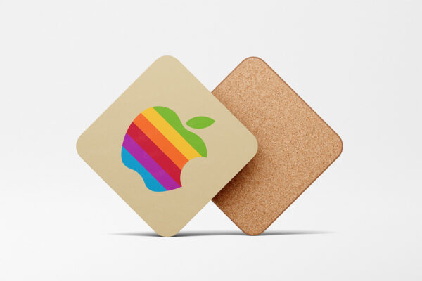 Apple Rainbow Retro Style Coaster
