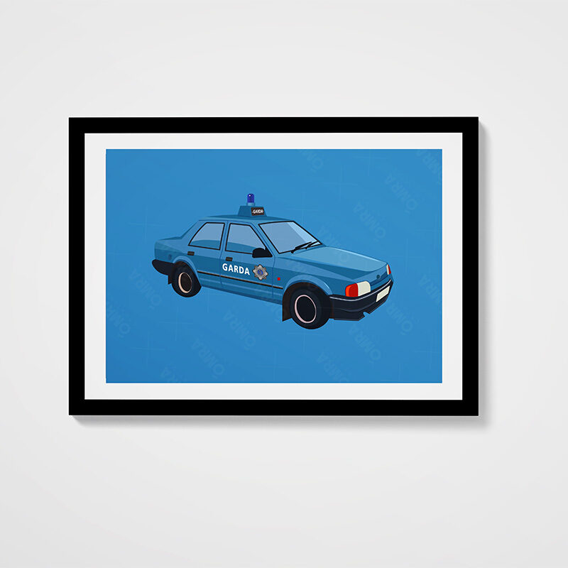 Garda Ford Escort Mk3 Retro Car Art Print