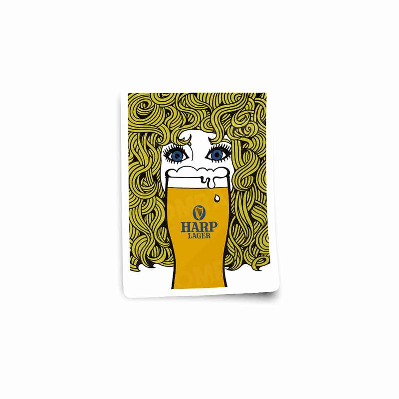 Harp Lager Tea Towel Design Glossy Sticker