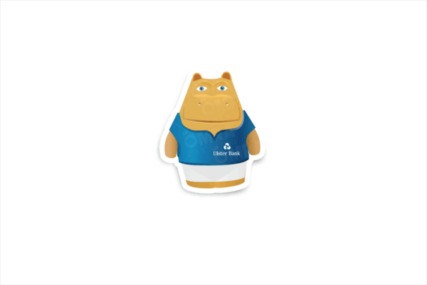 Henri Hippo Ulster Bank Retro Glossy Sticker