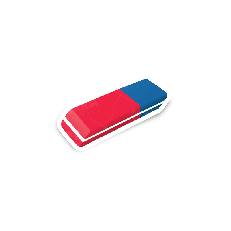 Blue and Red Rubber Eraser Glossy Sticker
