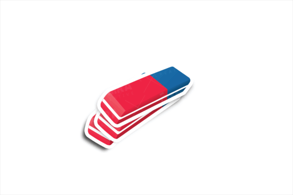 Blue and Red Rubber Eraser Glossy Sticker - Image 2