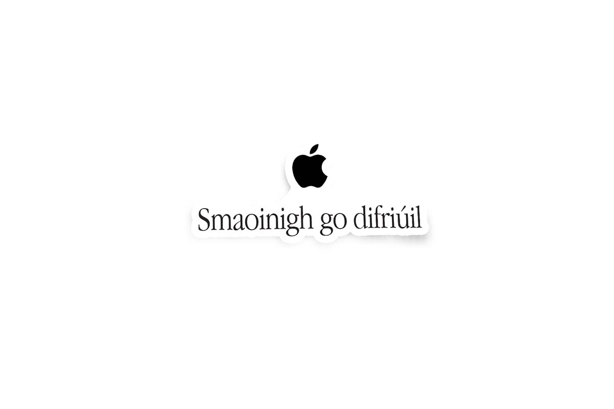 smaoinighgodifriuil-stickers-1pk Think Different Smaoinigh go difriúil Glossy Stickers - Image 1