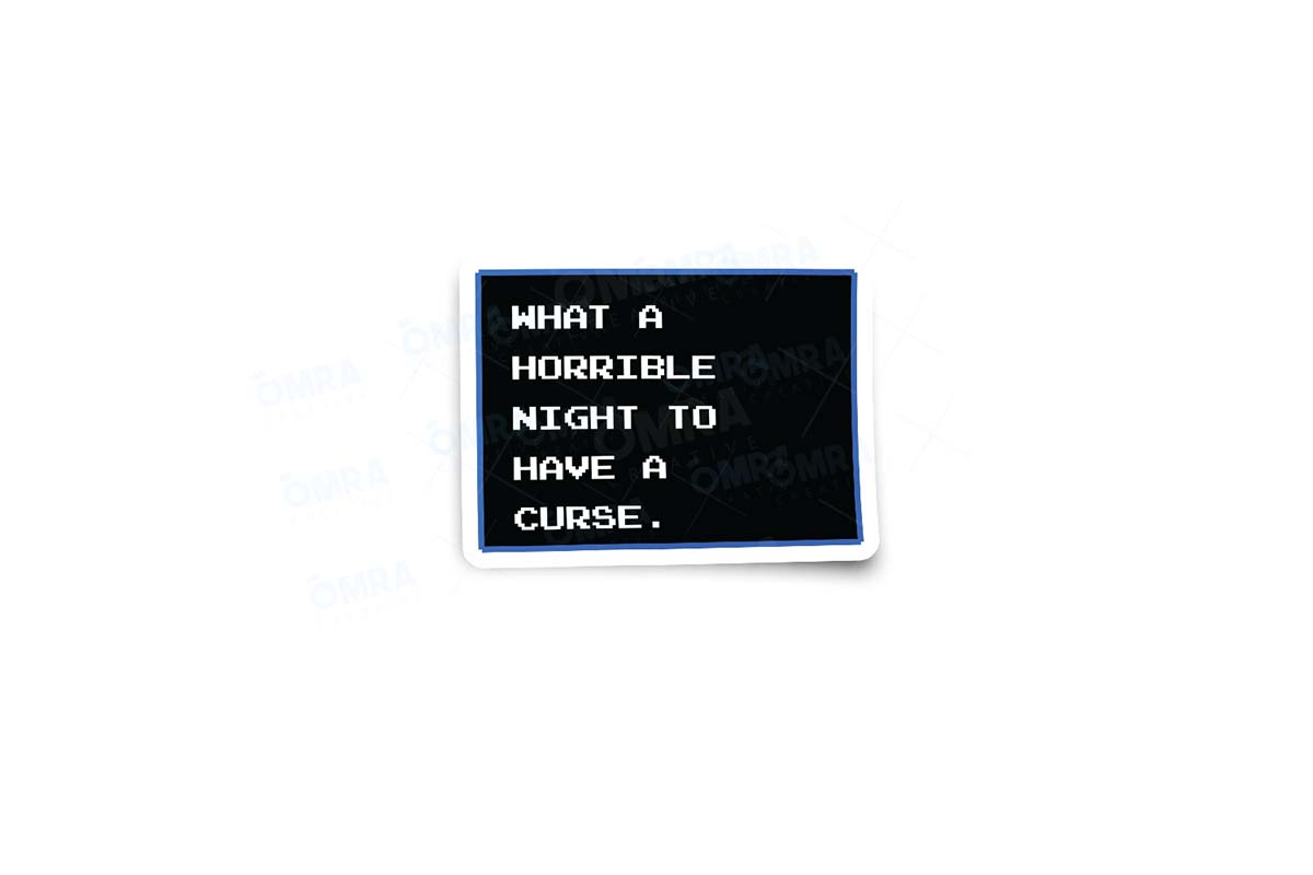 castlevaniatextcurse-stickers-1pk Castlevania Simons Quest "What A Horrible Night To Have A Curse" Text Box Glossy Stickers - Image 1