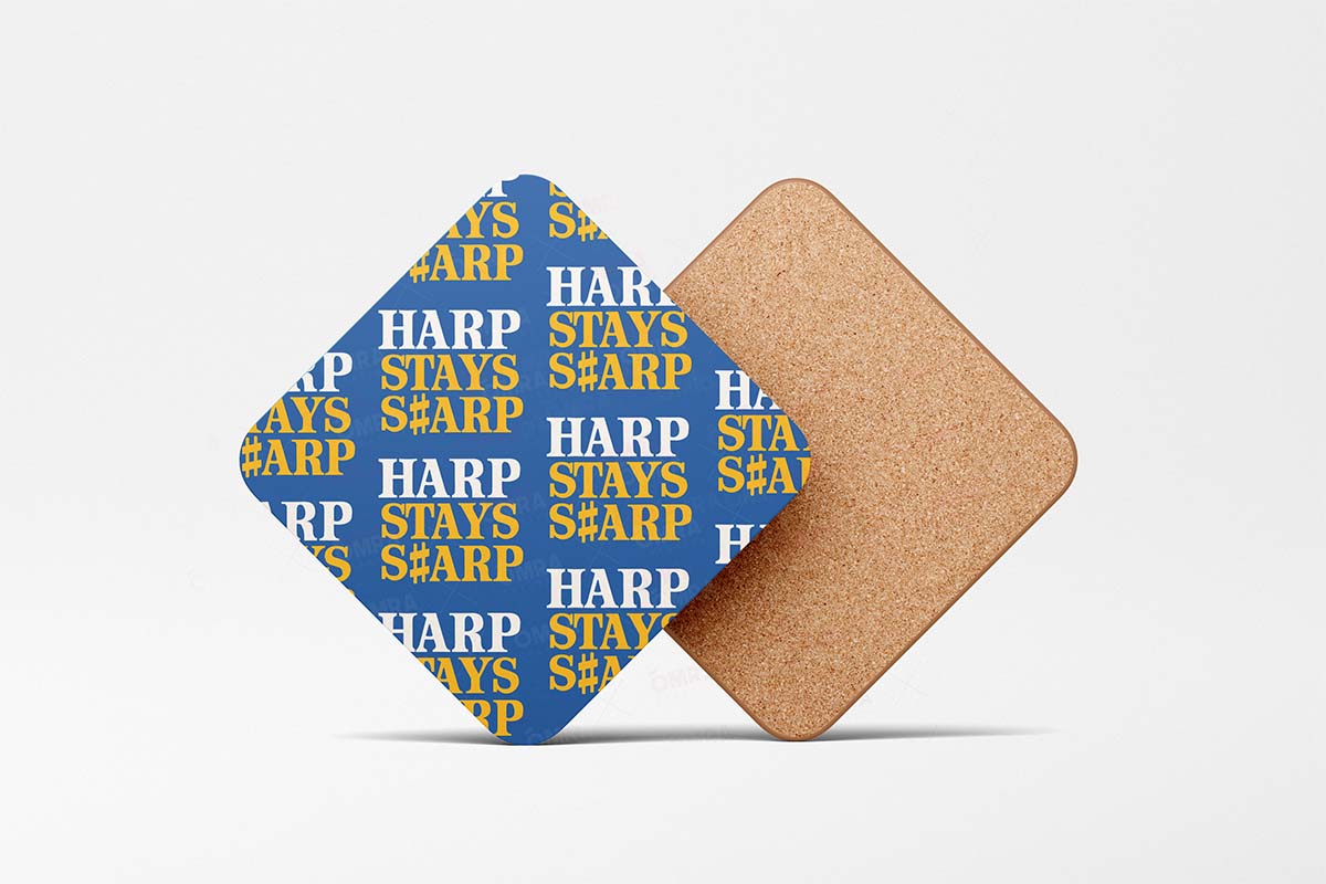 harpstayssharp-square-coaster Harp Stays Sharp Guinness Coaster - Image 1