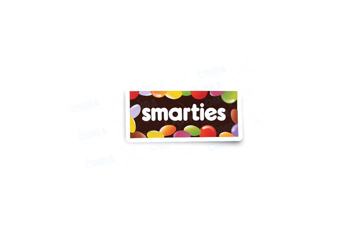 smarties1982-stickers-1pk Smarties Box Retro 1980s Glossy Stickers - Image 1