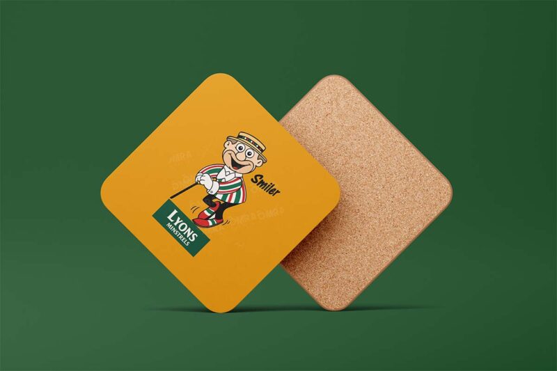 lyonstea-minstrels-smiler-square-coaster Lyons Minstrels Smiley Coaster - Image 1