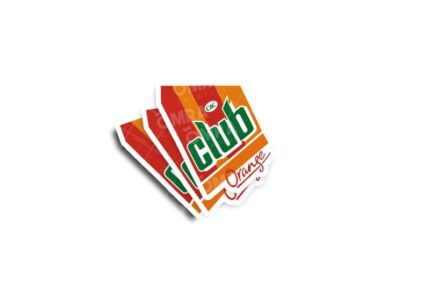 Retro Club Orange Bottle Label Glossy Stickers